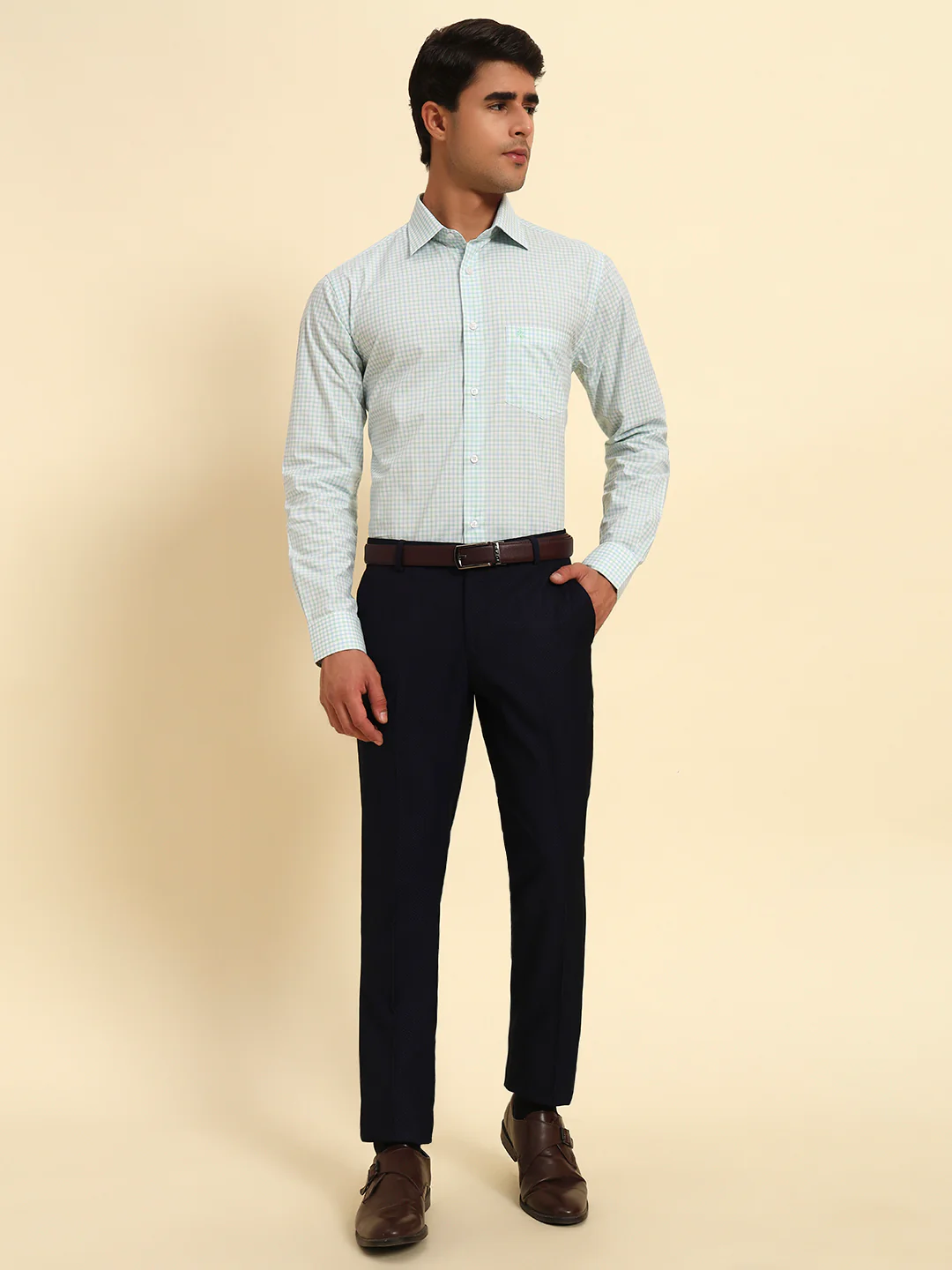 Formal Shirt for Men l Breathable & Soft with Color Fastness Regular Fit Spread Collar Neck Cotton Fabric Checkered Pattern - Image 8