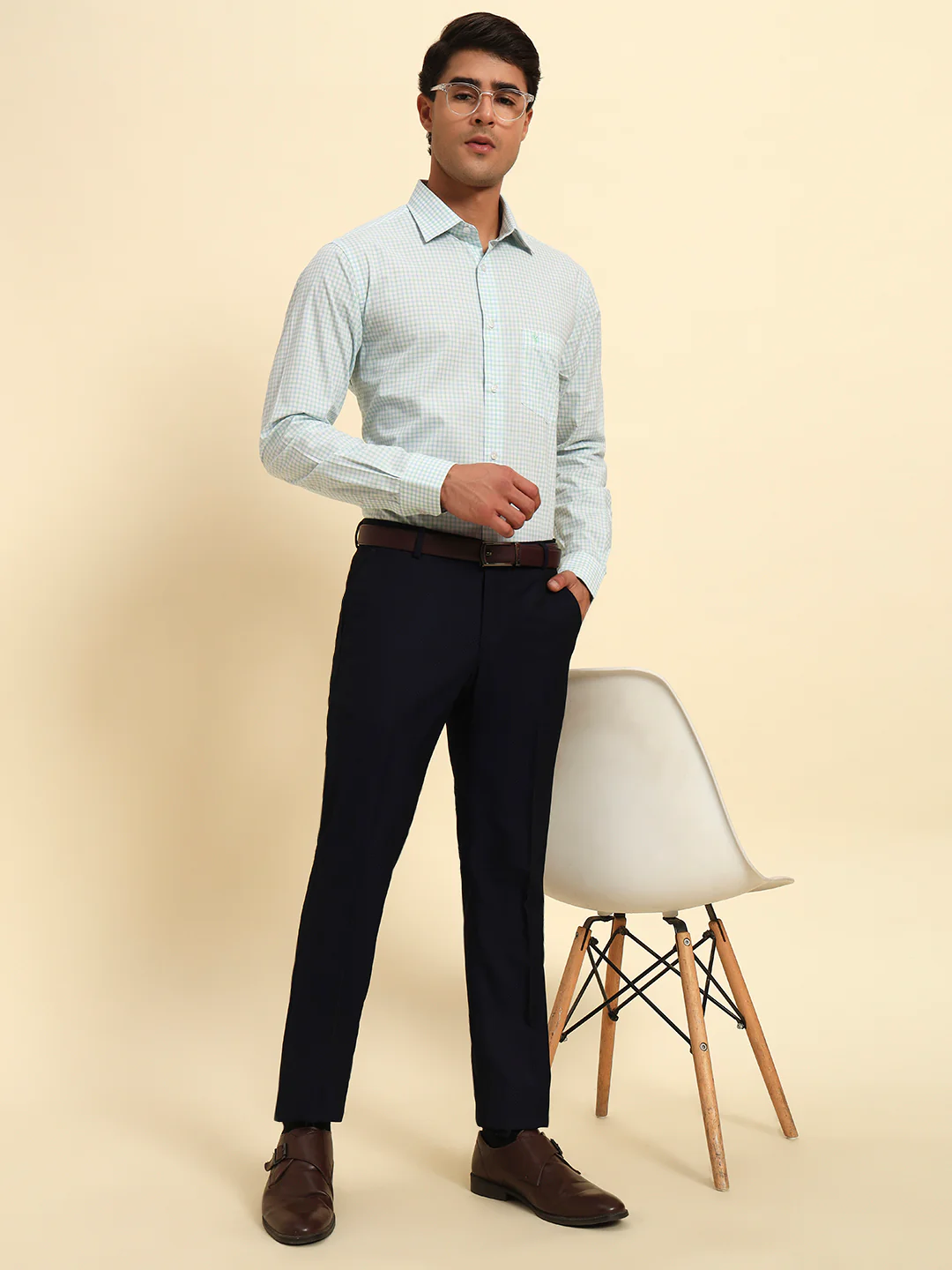Formal Shirt for Men l Breathable & Soft with Color Fastness Regular Fit Spread Collar Neck Cotton Fabric Checkered Pattern - Image 9
