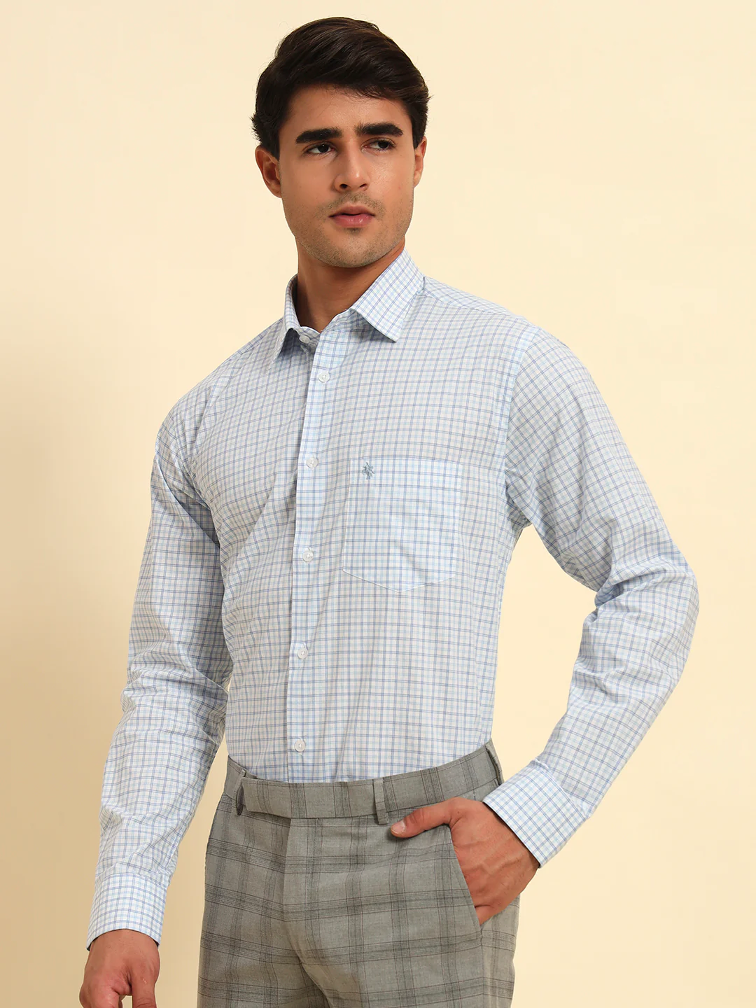 Formal Shirt for Men l Breathable & Soft with Color Fastness Regular Fit Spread Collar Neck Cotton Fabric Checkered Pattern - Image 6