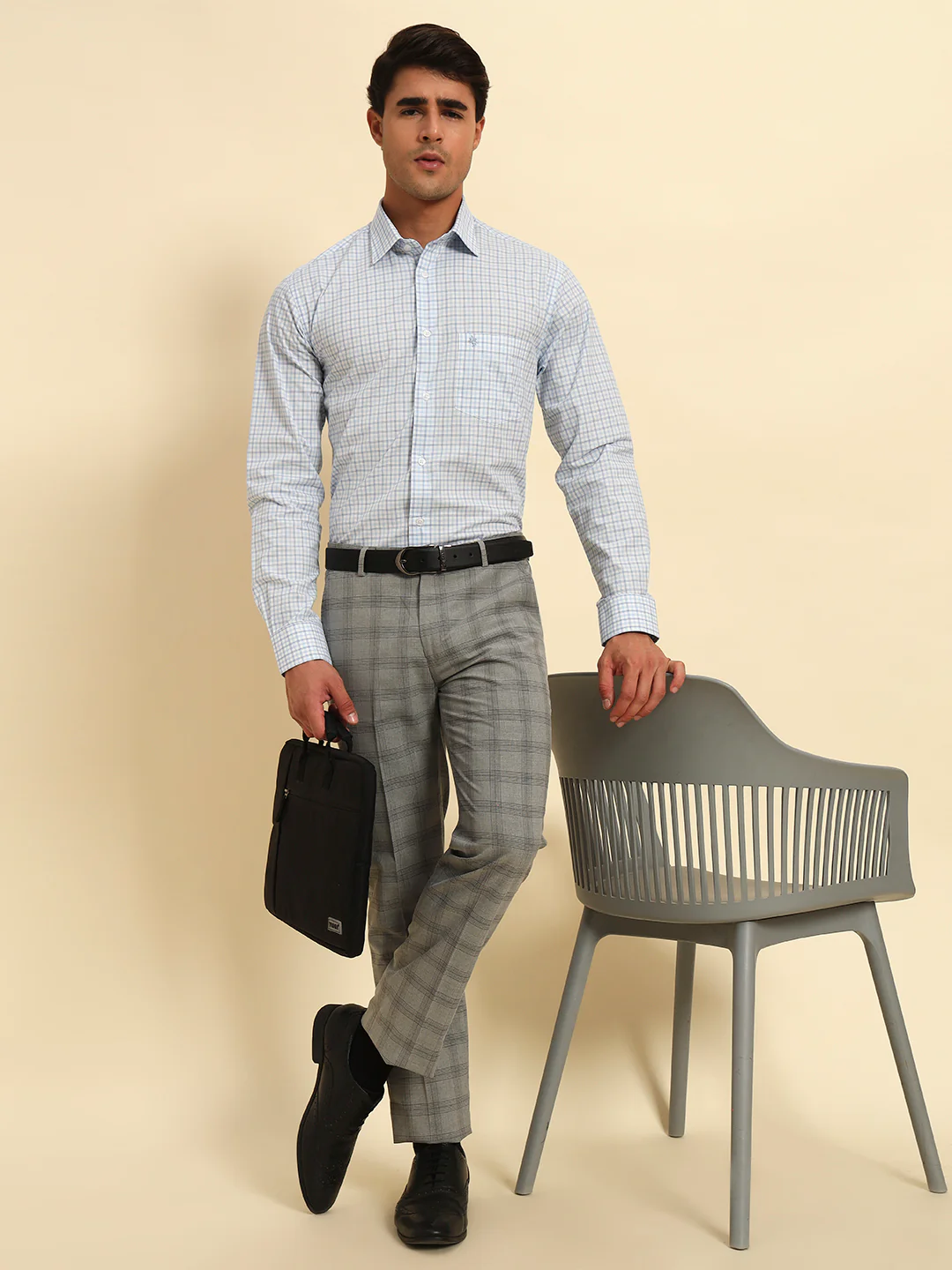 Formal Shirt for Men l Breathable & Soft with Color Fastness Regular Fit Spread Collar Neck Cotton Fabric Checkered Pattern - Image 9