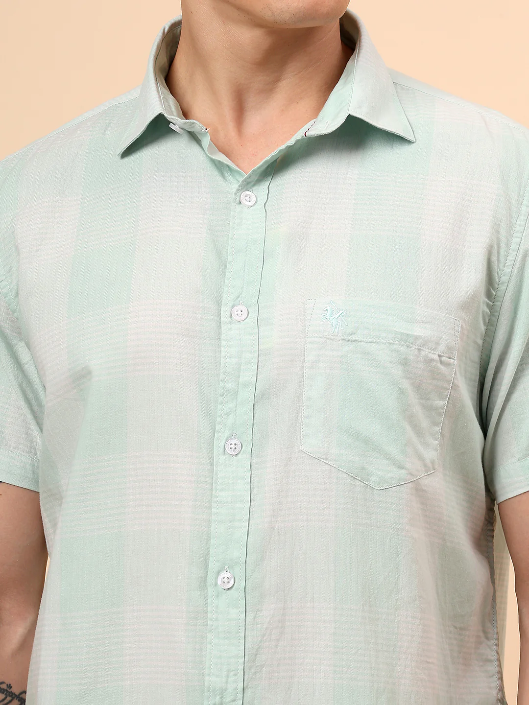 Casual Shirt for Men | Breathable & Soft with Color Fastness Regular Fit Spread Collar Neck Cotton Fabric Checkered Pattern - Image 6