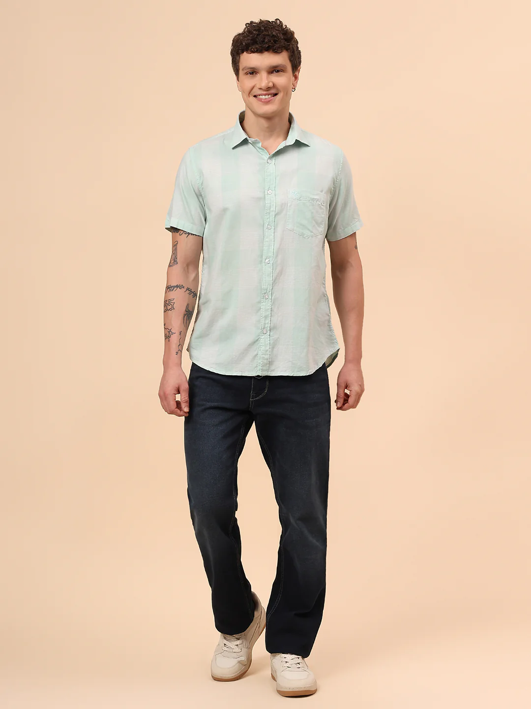 Casual Shirt for Men | Breathable & Soft with Color Fastness Regular Fit Spread Collar Neck Cotton Fabric Checkered Pattern - Image 7