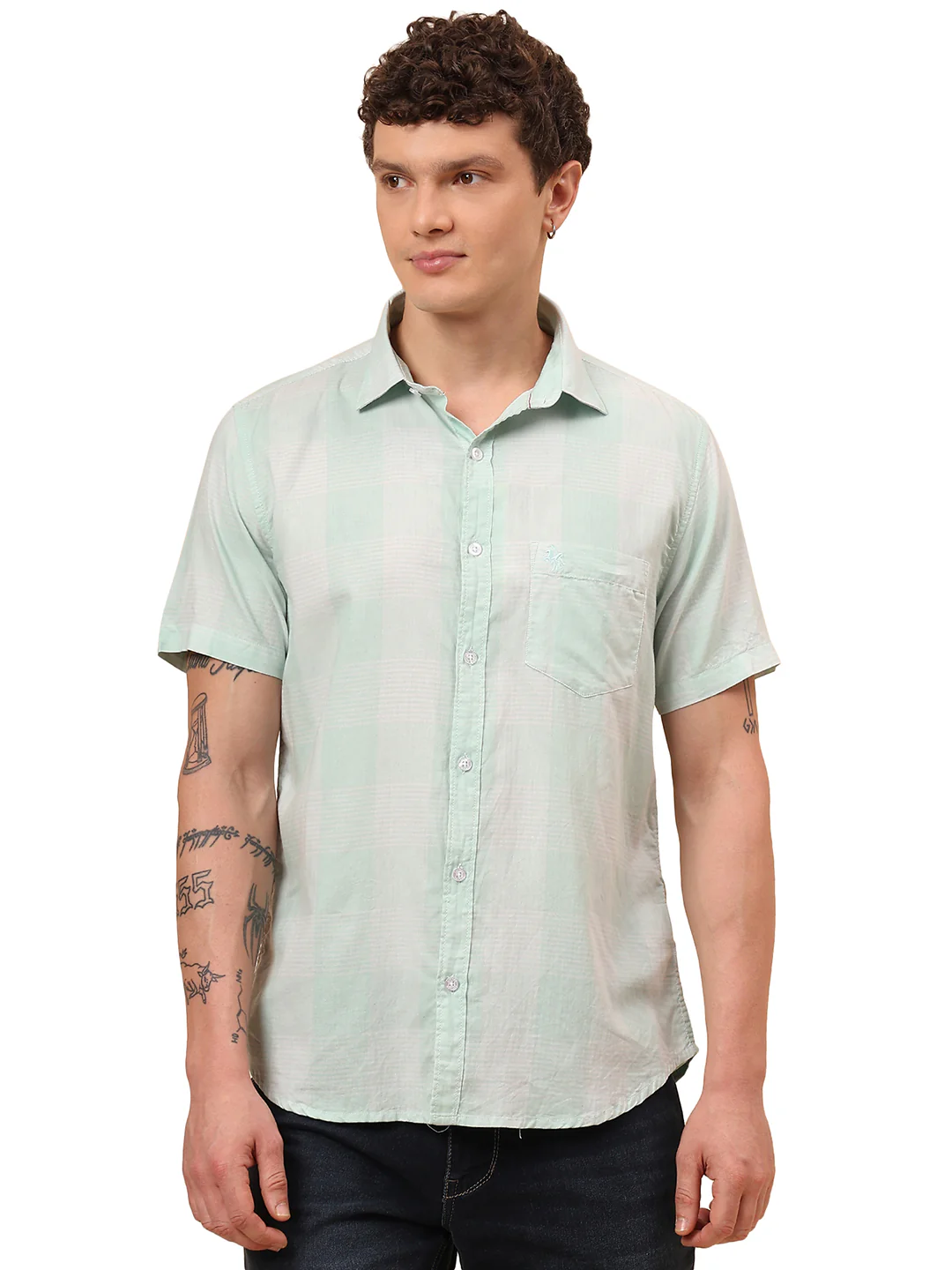 Casual Shirt for Men | Breathable & Soft with Color Fastness Regular Fit Spread Collar Neck Cotton Fabric Checkered Pattern - Image 8