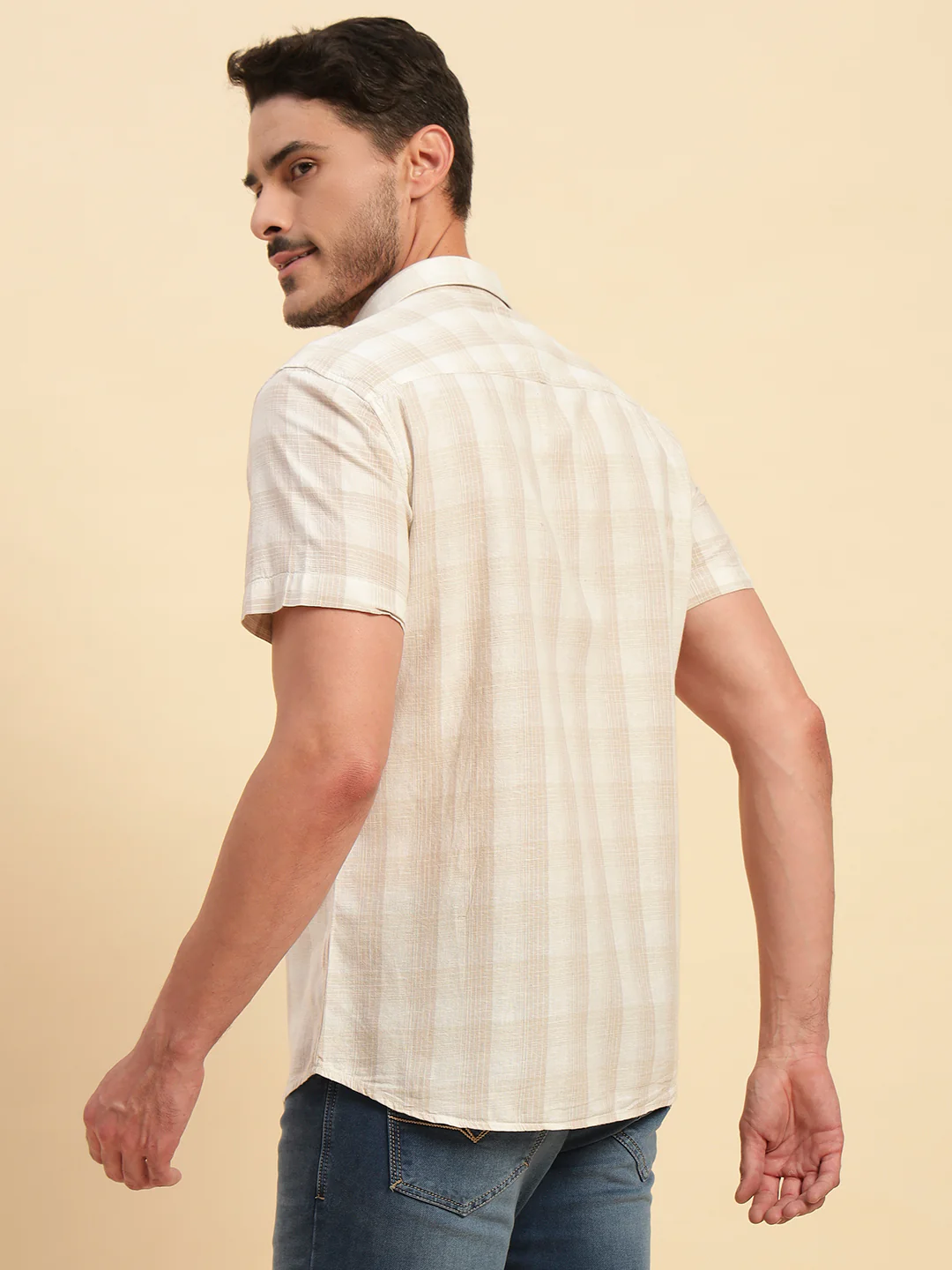 Casual Shirt for Men | Breathable & Soft with Color Fastness Regular Fit Spread Collar Neck Cotton Fabric Checkered Pattern - Image 2