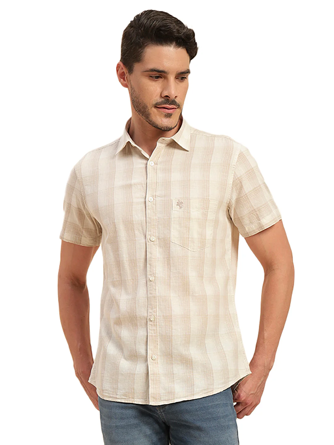 Casual Shirt for Men | Breathable & Soft with Color Fastness Regular Fit Spread Collar Neck Cotton Fabric Checkered Pattern - Image 5