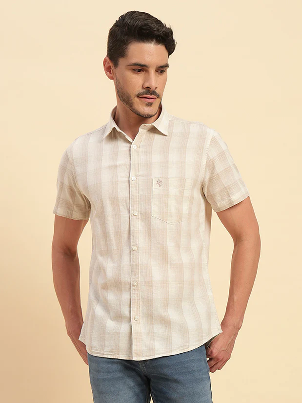 Casual Shirt for Men | Breathable & Soft with Color Fastness Regular Fit Spread Collar Neck Cotton Fabric Checkered Pattern - Image 6