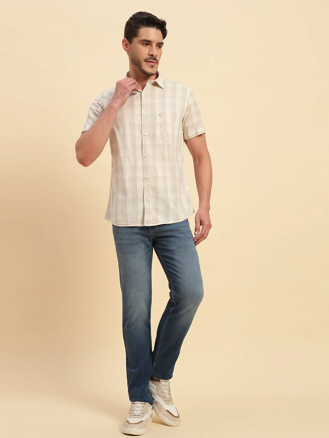 Casual Shirt for Men | Breathable & Soft with Color Fastness Regular Fit Spread Collar Neck Cotton Fabric Checkered Pattern - Image 7