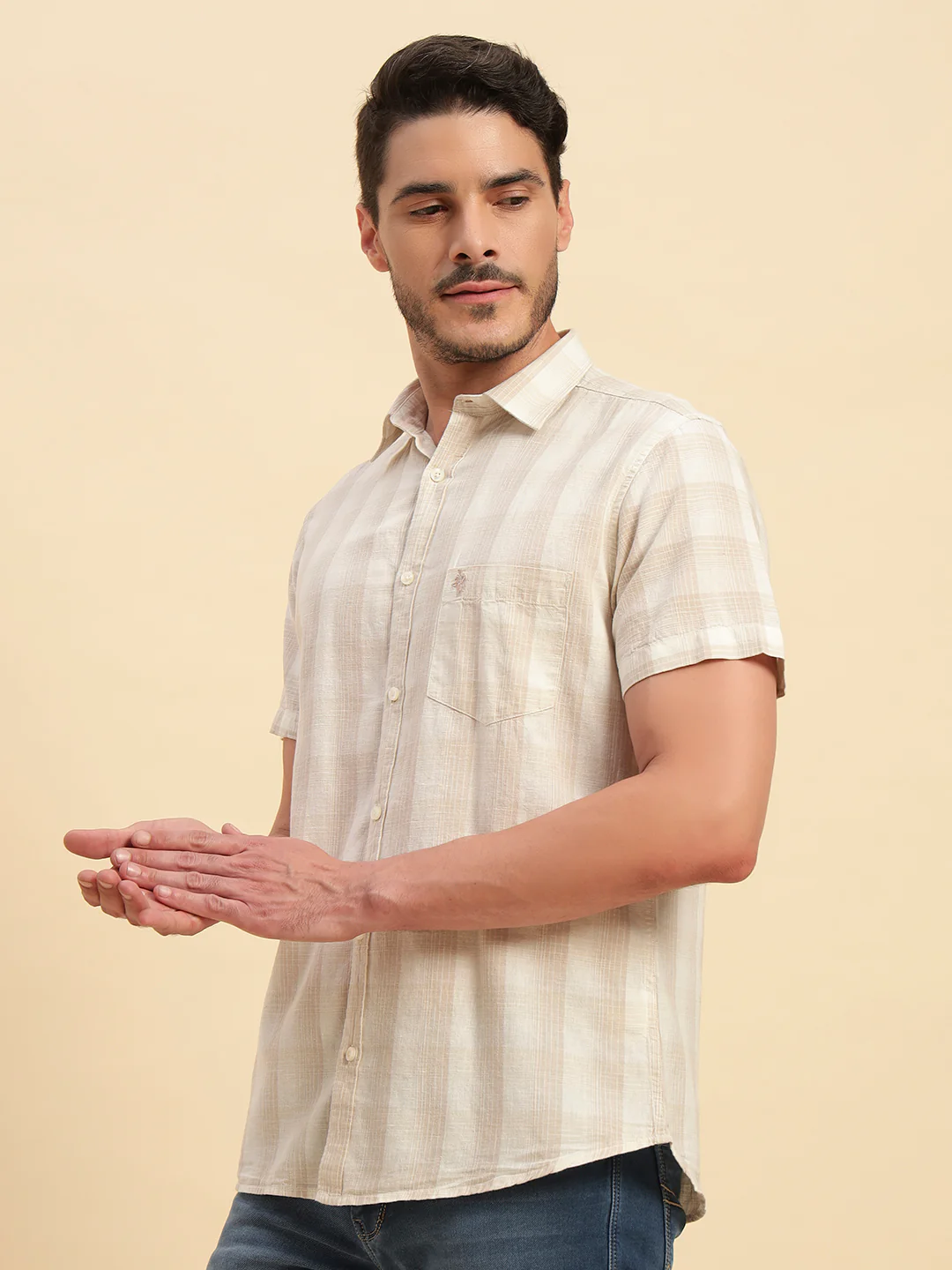 Casual Shirt for Men | Breathable & Soft with Color Fastness Regular Fit Spread Collar Neck Cotton Fabric Checkered Pattern - Image 8