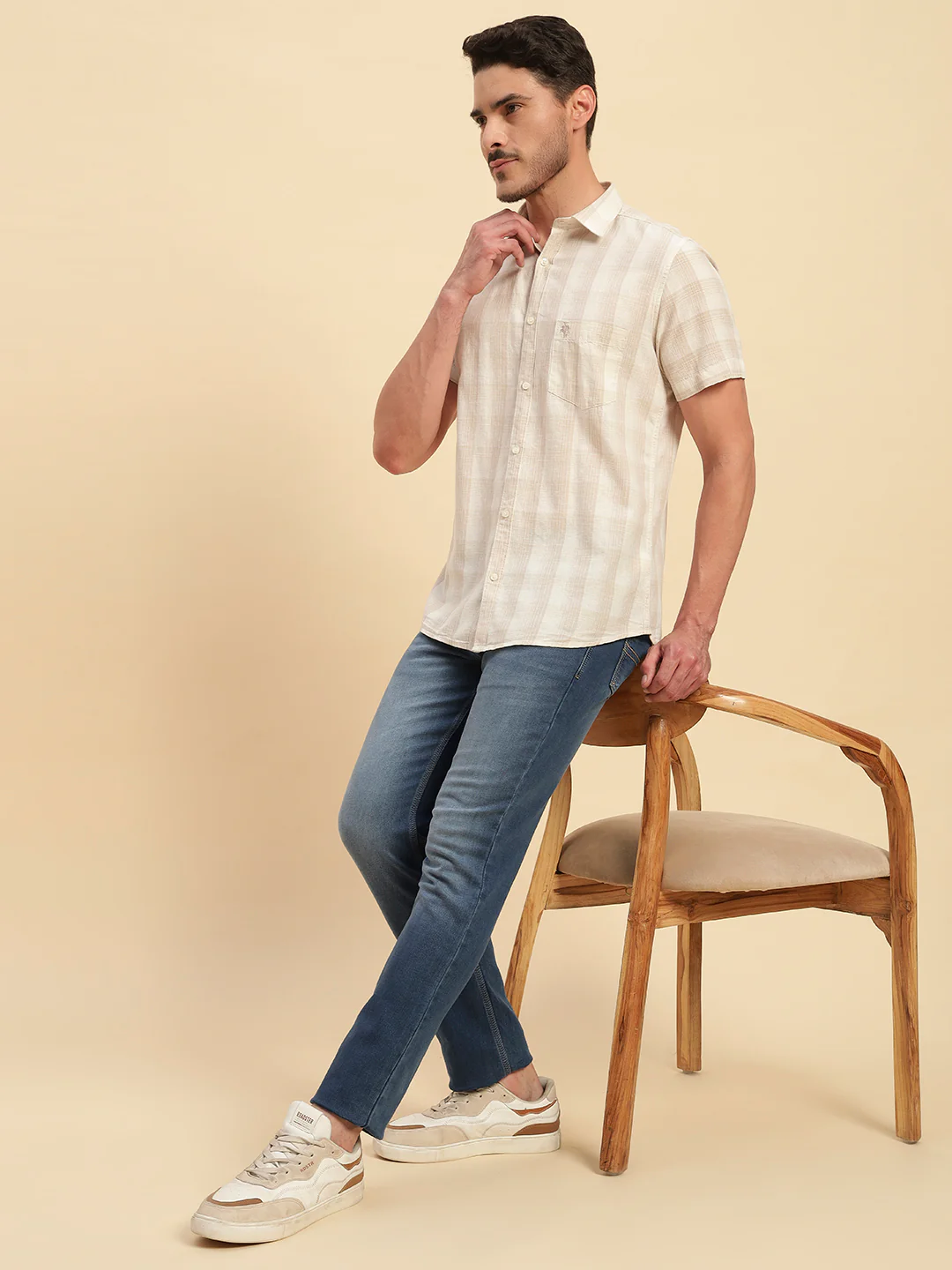 Casual Shirt for Men | Breathable & Soft with Color Fastness Regular Fit Spread Collar Neck Cotton Fabric Checkered Pattern - Image 9