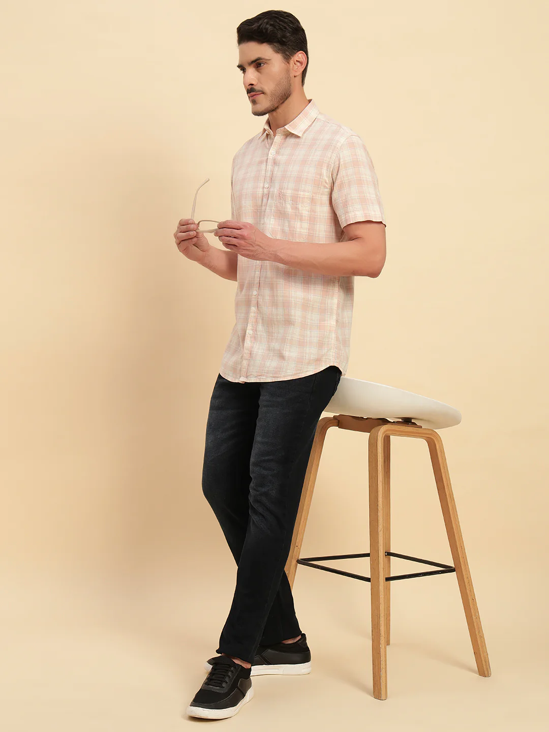Casual Shirt for Men | Breathable & Soft with Color Fastness Regular Fit Spread Collar Neck Cotton Fabric Checkered Pattern - Image 10