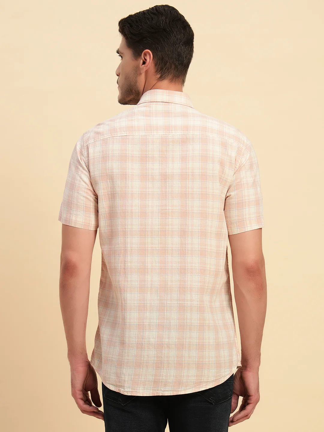 Casual Shirt for Men | Breathable & Soft with Color Fastness Regular Fit Spread Collar Neck Cotton Fabric Checkered Pattern - Image 3