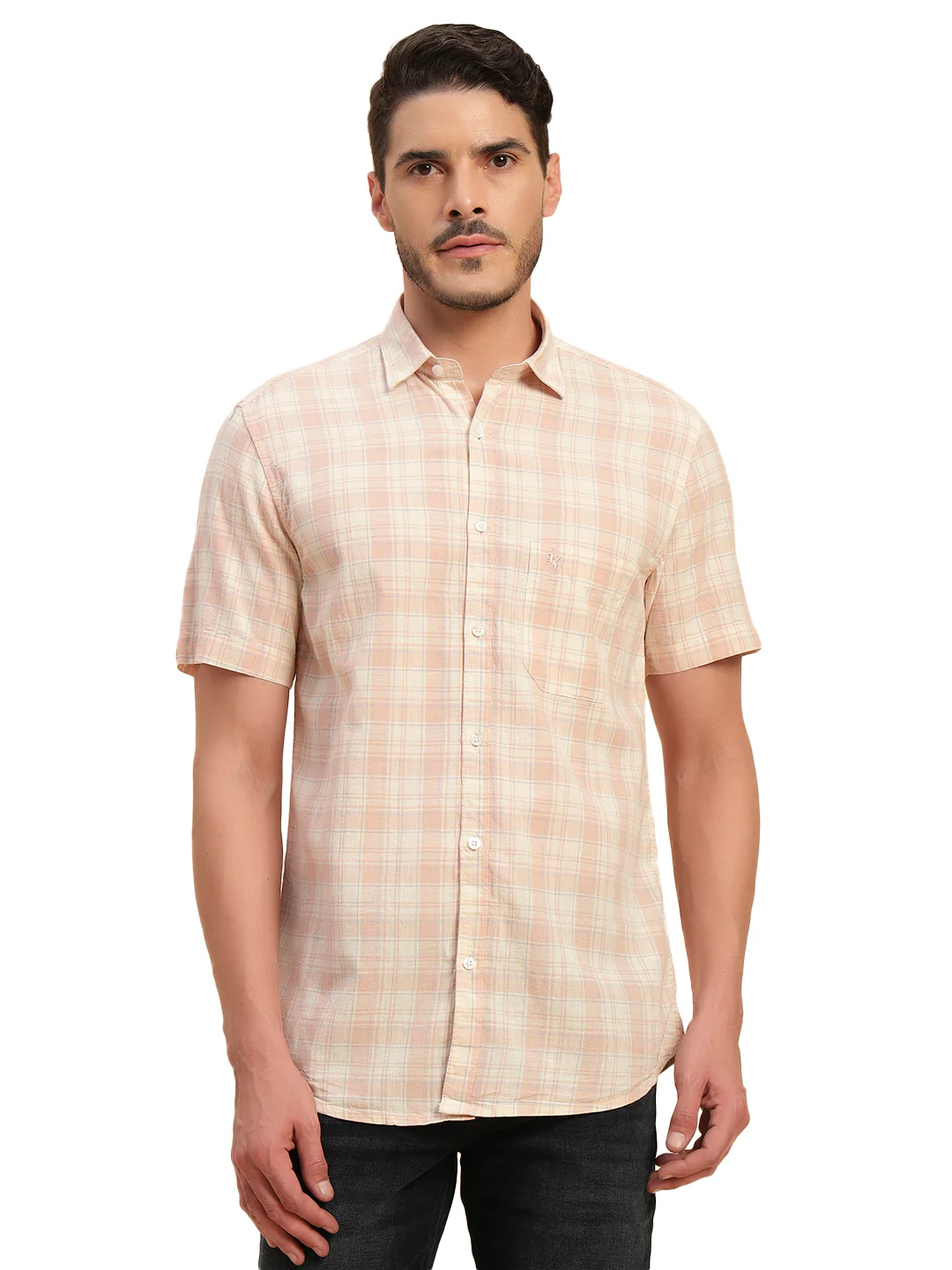 Casual Shirt for Men | Breathable & Soft with Color Fastness Regular Fit Spread Collar Neck Cotton Fabric Checkered Pattern - Image 4