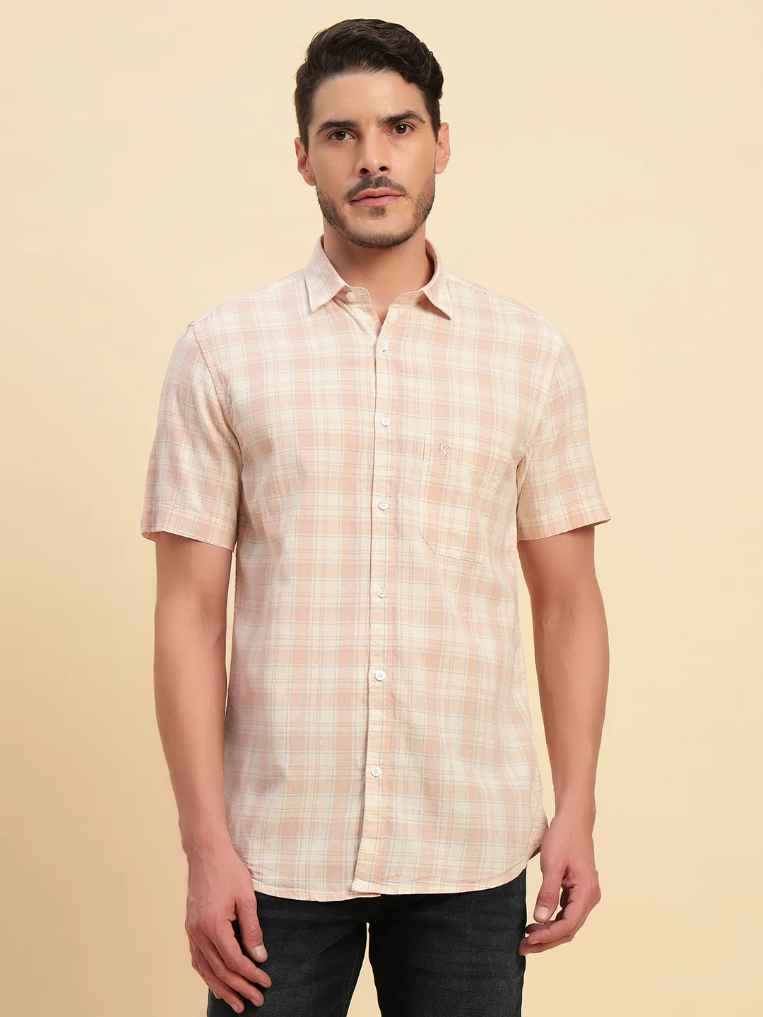 Casual Shirt for Men | Breathable & Soft with Color Fastness Regular Fit Spread Collar Neck Cotton Fabric Checkered Pattern - Image 5