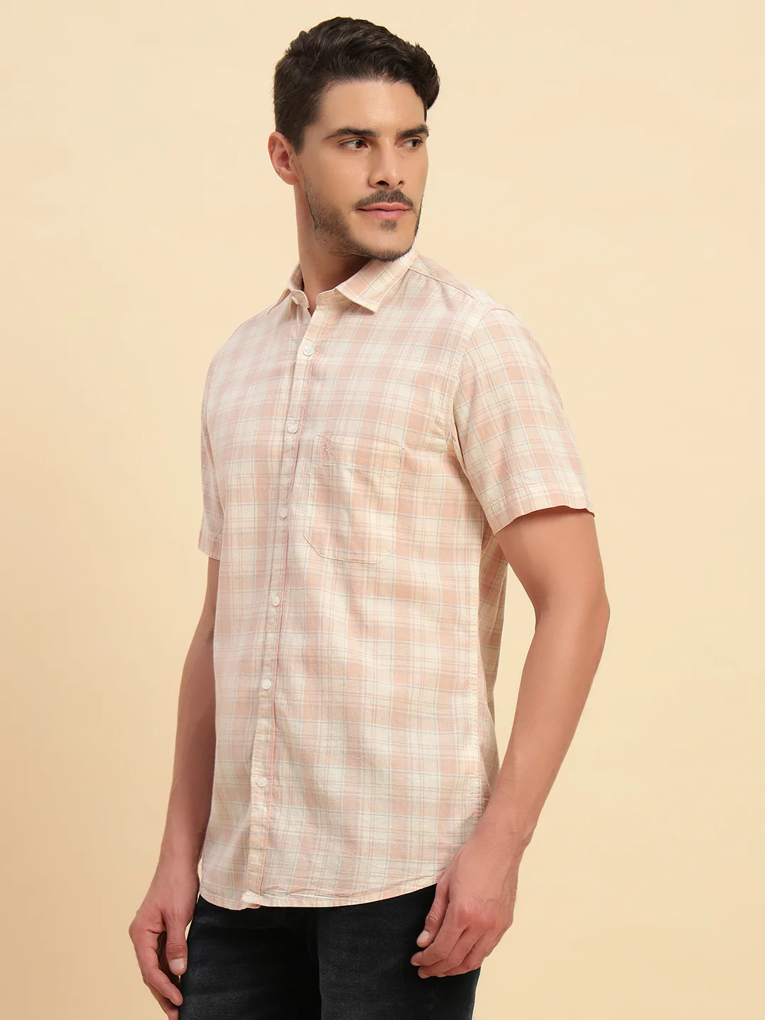 Casual Shirt for Men | Breathable & Soft with Color Fastness Regular Fit Spread Collar Neck Cotton Fabric Checkered Pattern - Image 6