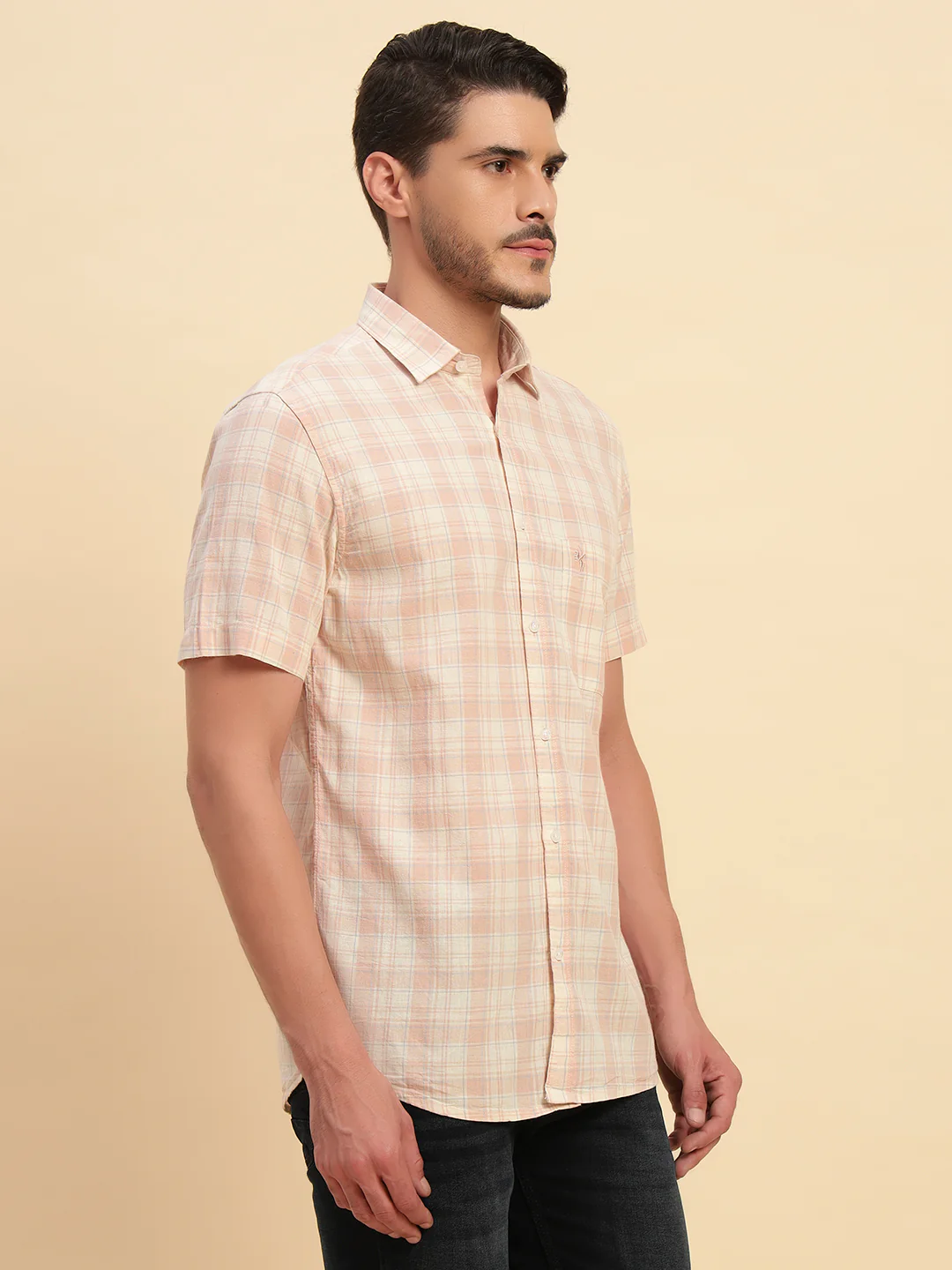 Casual Shirt for Men | Breathable & Soft with Color Fastness Regular Fit Spread Collar Neck Cotton Fabric Checkered Pattern - Image 7