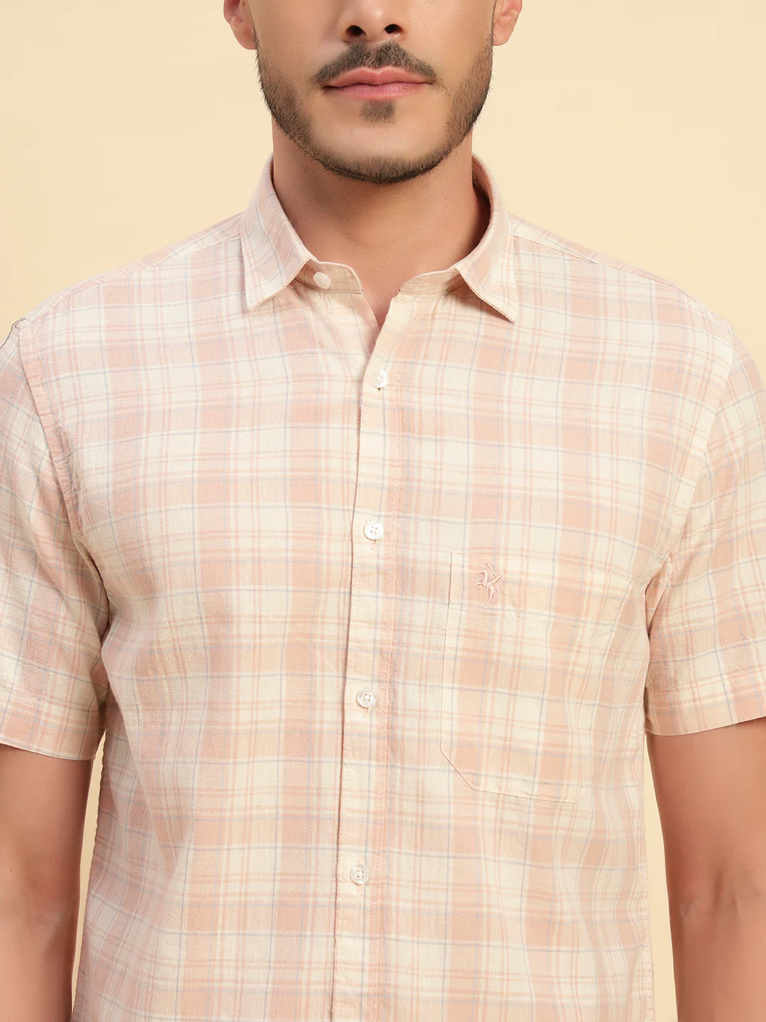 Casual Shirt for Men | Breathable & Soft with Color Fastness Regular Fit Spread Collar Neck Cotton Fabric Checkered Pattern - Image 9