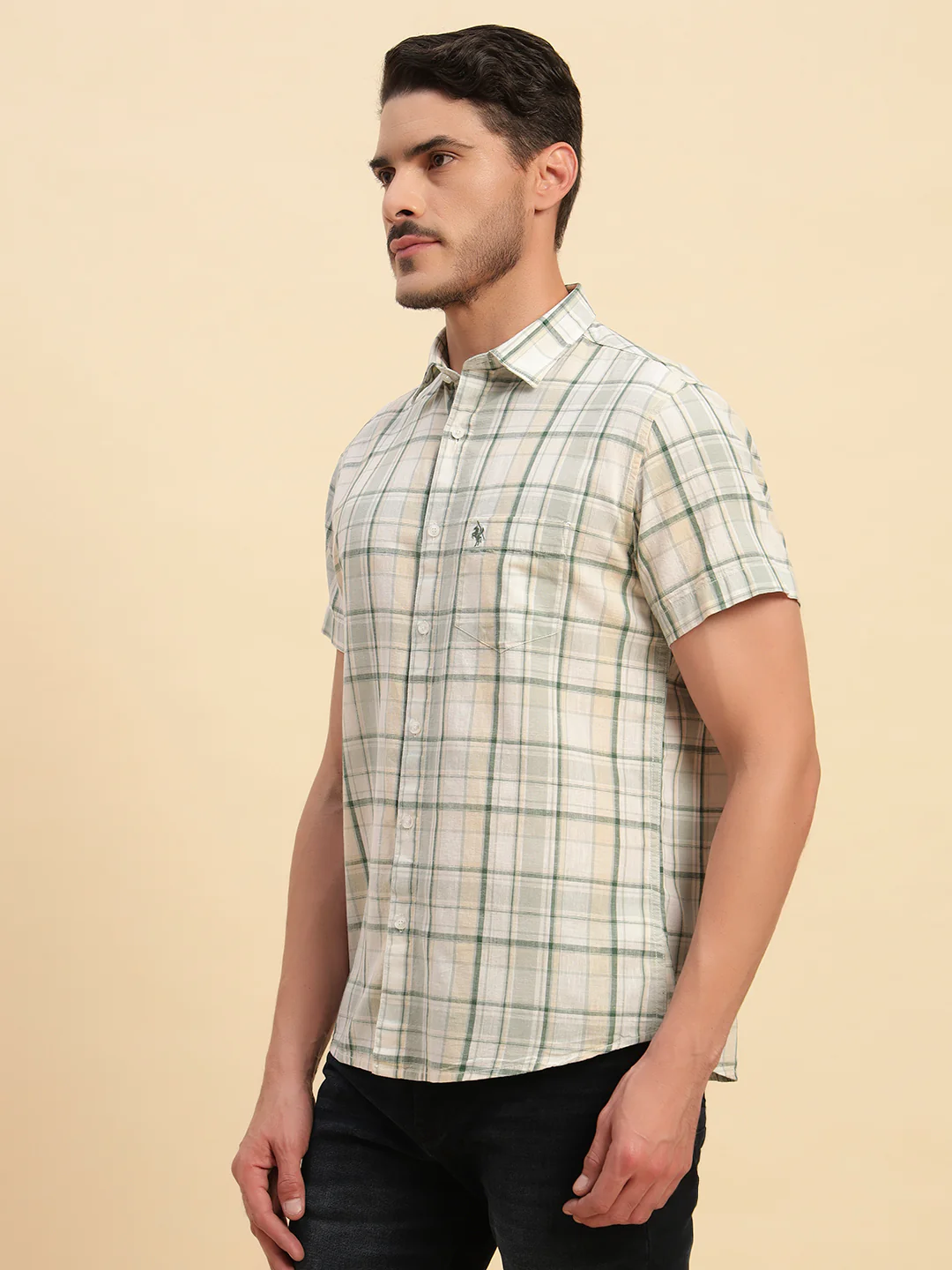Casual Shirt for Men | Breathable & Soft with Color Fastness Regular Fit Spread Collar Neck Cotton Fabric Checkered Pattern - Image 4