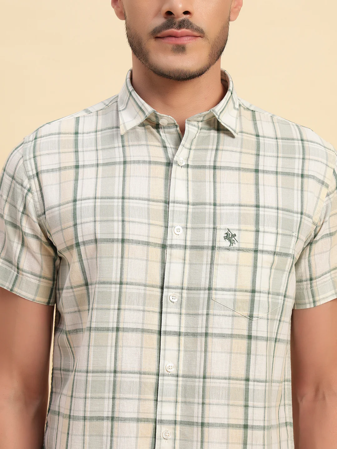 Casual Shirt for Men | Breathable & Soft with Color Fastness Regular Fit Spread Collar Neck Cotton Fabric Checkered Pattern - Image 8