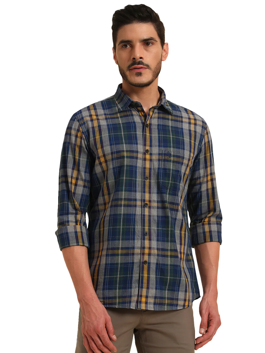 Casual Shirt for Men | Breathable & Soft with Color Fastness Regular Fit Spread Collar Neck Cotton Fabric Checkered Pattern - Image 3