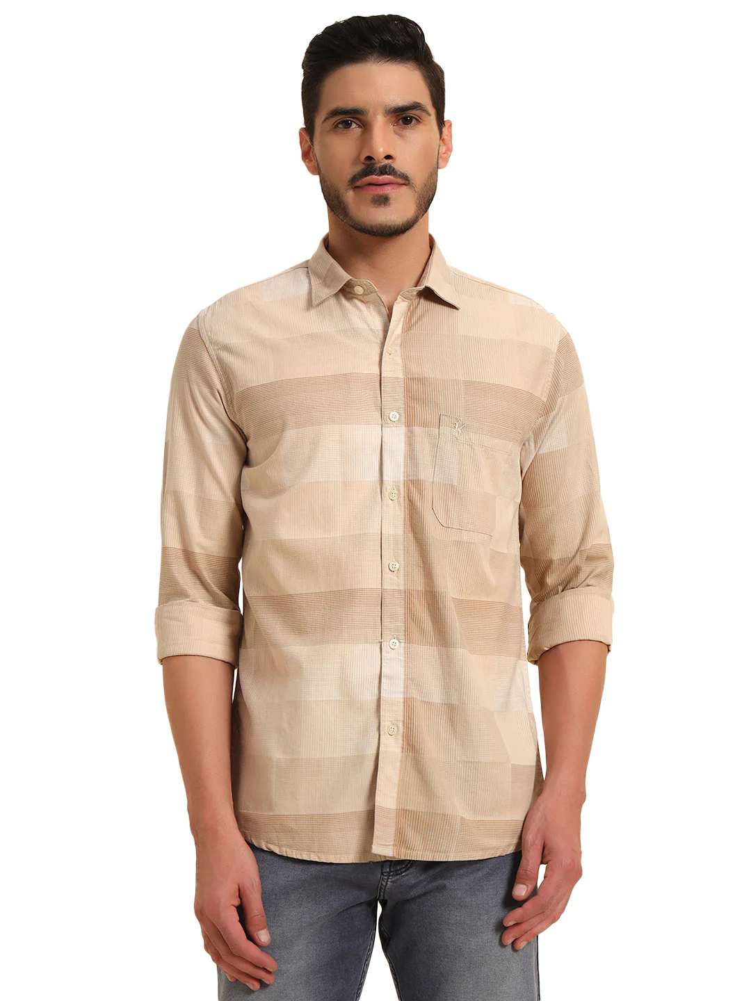Casual Shirt for Men | Breathable & Soft with Color Fastness Regular Fit Spread Collar Neck Cotton Fabric Checkered Pattern - Image 3
