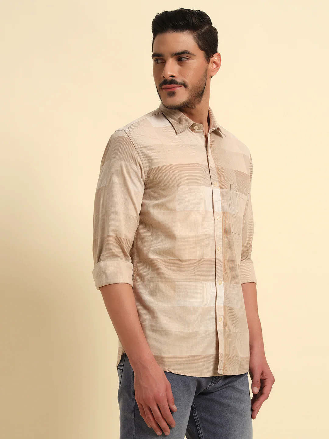 Casual Shirt for Men | Breathable & Soft with Color Fastness Regular Fit Spread Collar Neck Cotton Fabric Checkered Pattern - Image 6