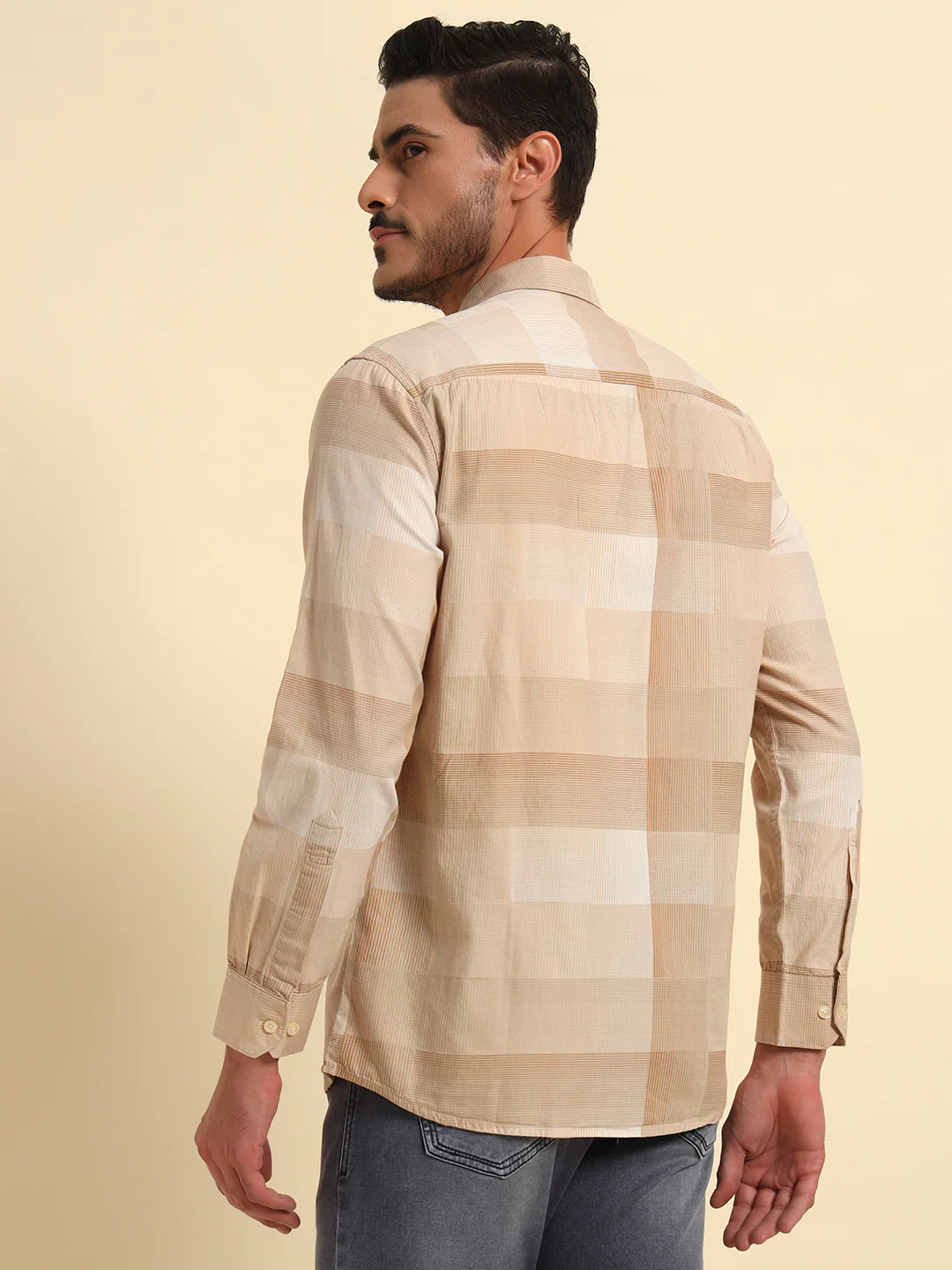 Casual Shirt for Men | Breathable & Soft with Color Fastness Regular Fit Spread Collar Neck Cotton Fabric Checkered Pattern - Image 7