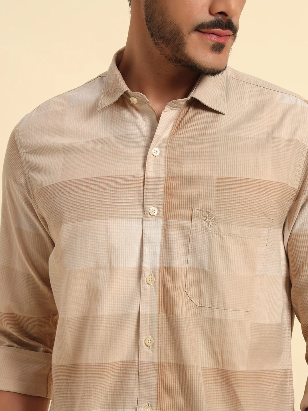 Casual Shirt for Men | Breathable & Soft with Color Fastness Regular Fit Spread Collar Neck Cotton Fabric Checkered Pattern - Image 8