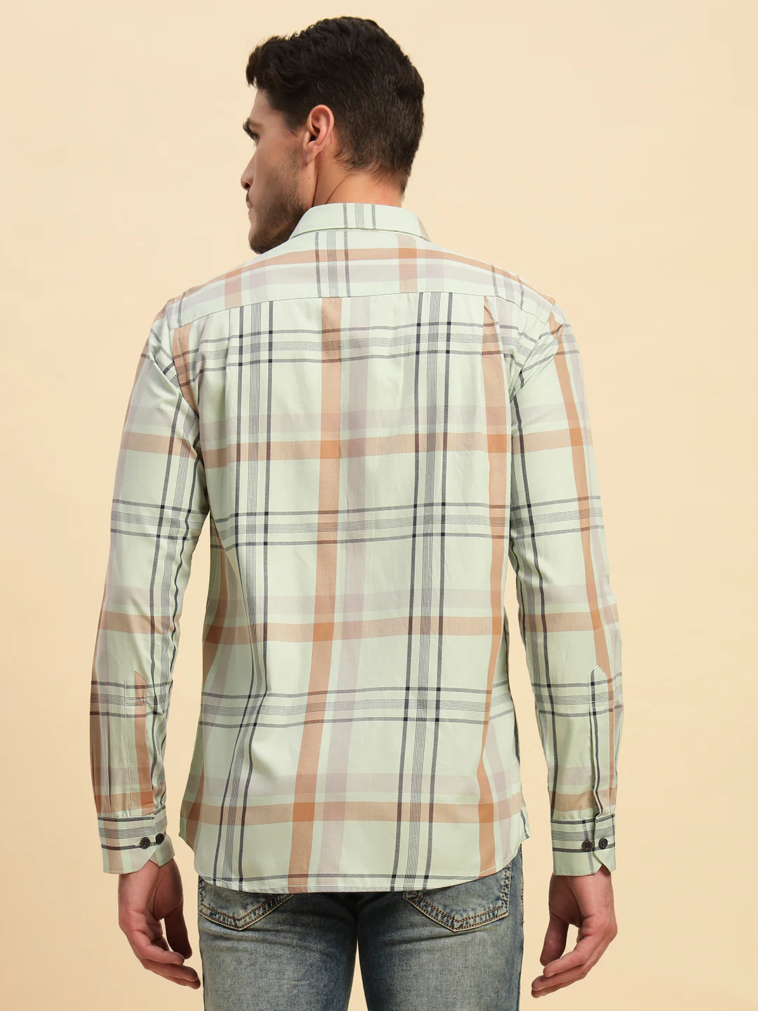 Casual Shirt for Men | Breathable & Soft with Color Fastness Regular Fit Spread Collar Neck Cotton Fabric Checkered Pattern - Image 6