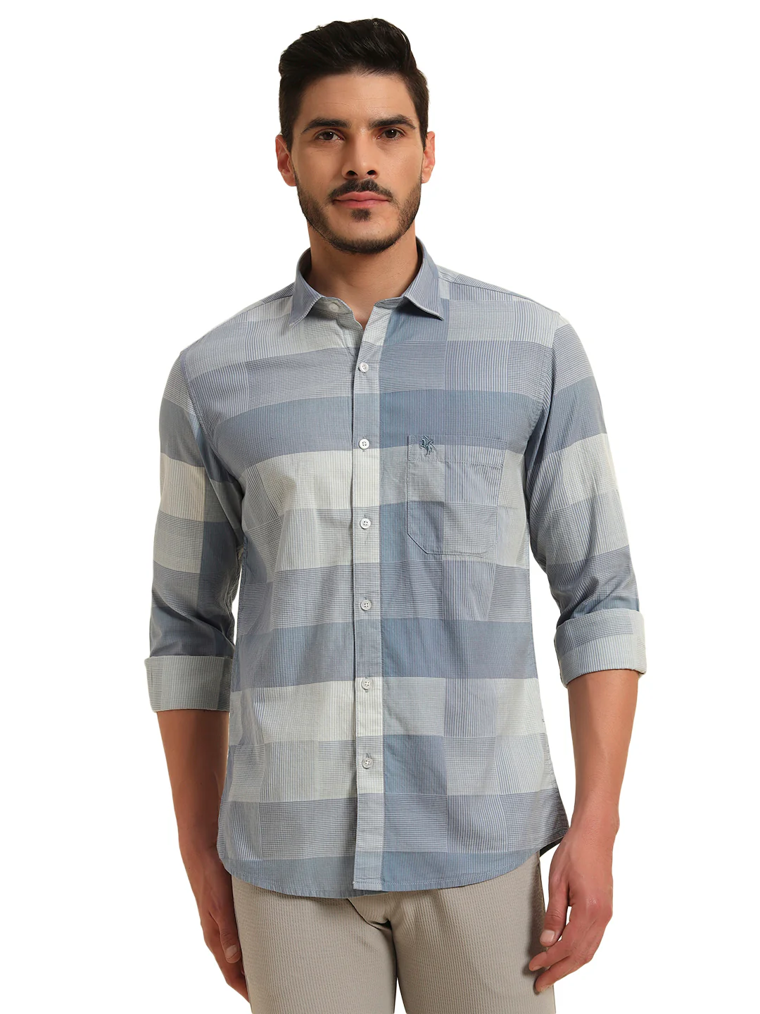 Casual Shirt for Men | Breathable & Soft with Color Fastness Regular Fit Spread Collar Neck Cotton Fabric Checkered Pattern - Image 3