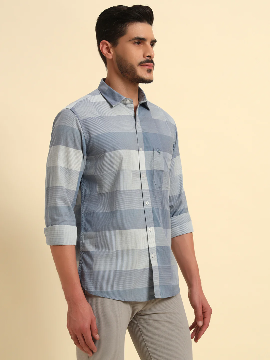 Casual Shirt for Men | Breathable & Soft with Color Fastness Regular Fit Spread Collar Neck Cotton Fabric Checkered Pattern - Image 5