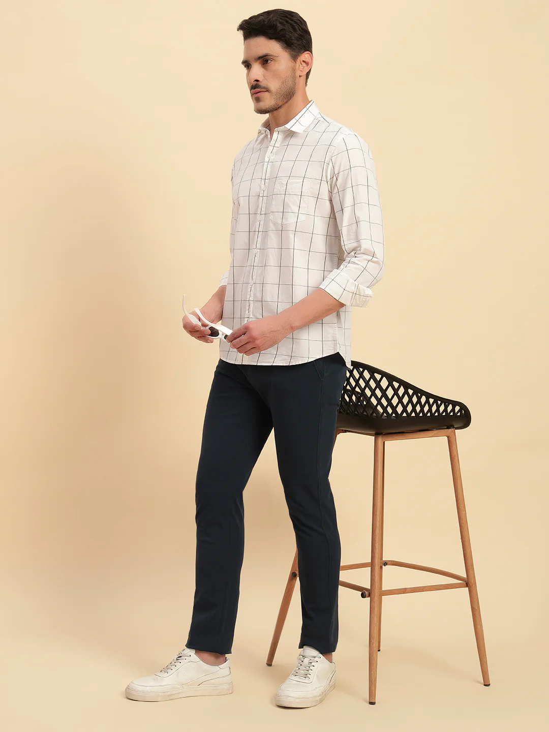Casual Shirt for Men | Breathable & Soft with Color Fastness Regular Fit Spread Collar Neck Cotton Fabric Checkered Pattern - Image 10