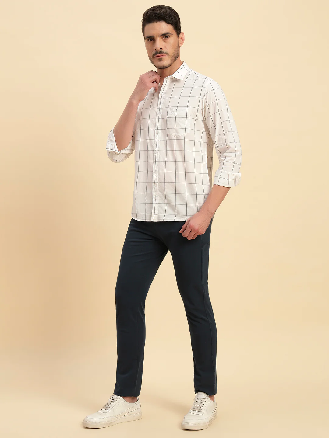 Casual Shirt for Men | Breathable & Soft with Color Fastness Regular Fit Spread Collar Neck Cotton Fabric Checkered Pattern - Image 6