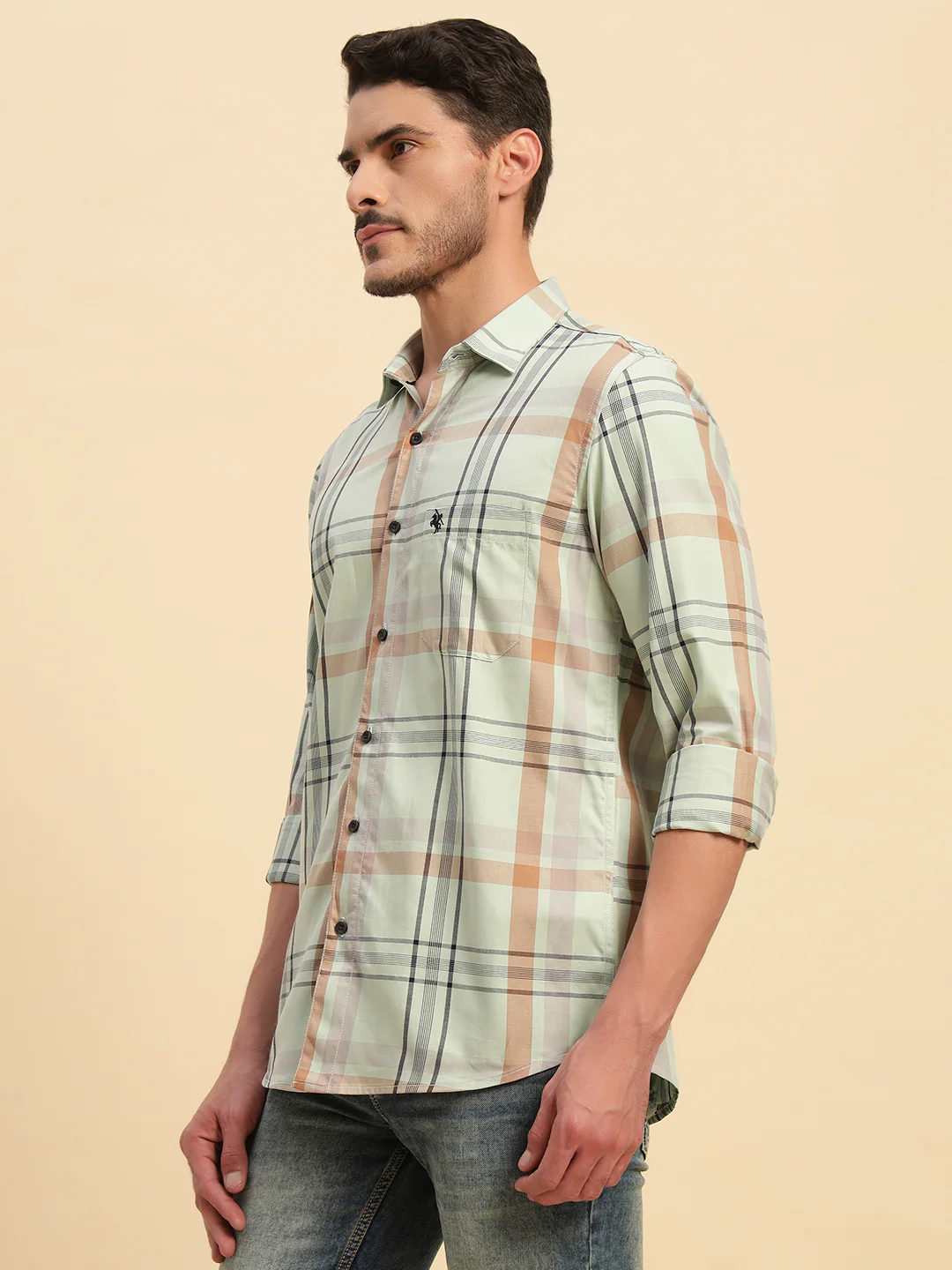 Casual Shirt for Men | Breathable & Soft with Color Fastness Regular Fit Spread Collar Neck Cotton Fabric Checkered Pattern - Image 8