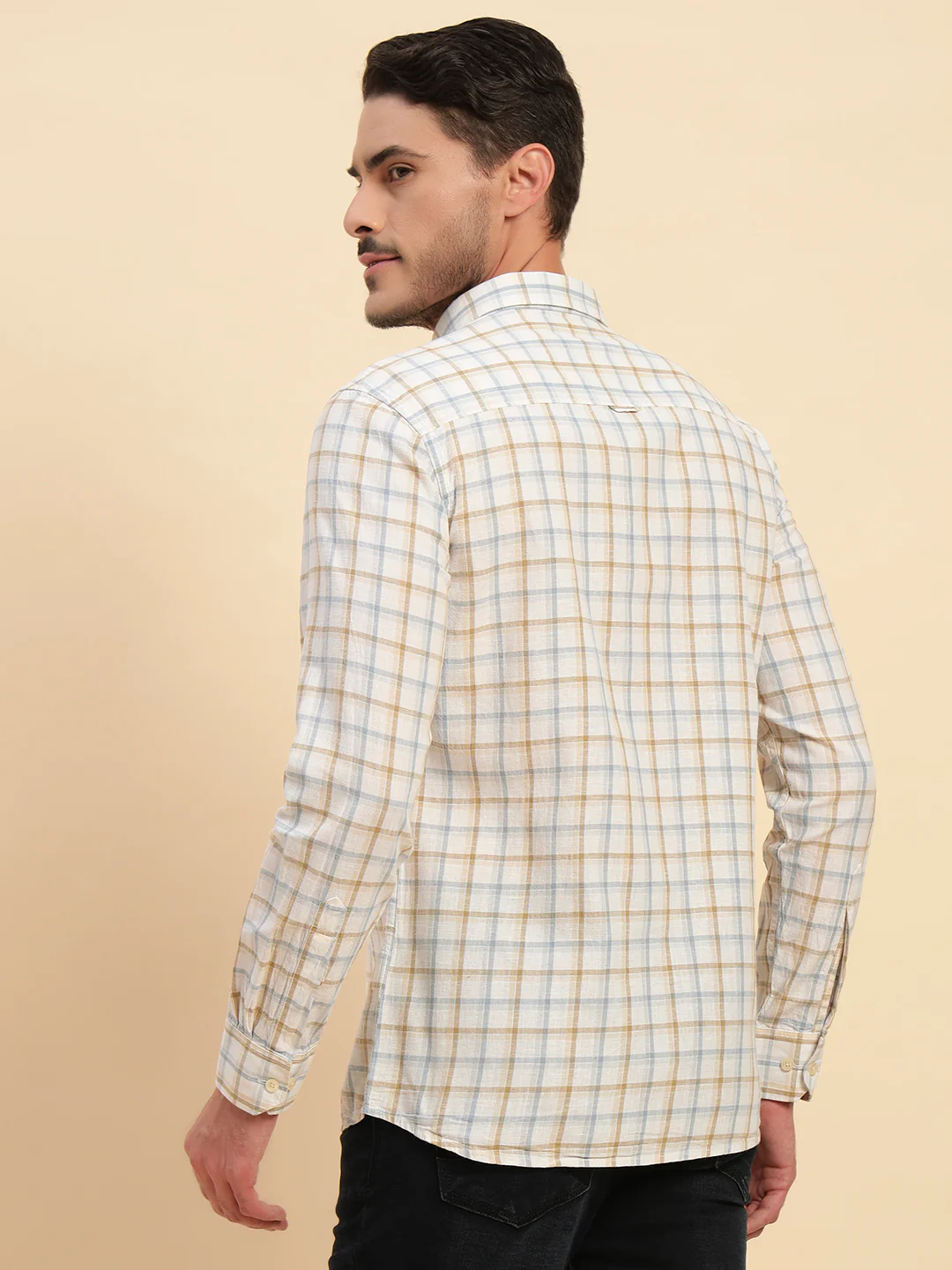 Casual Shirt for Men | Breathable & Soft with Color Fastness Regular Fit Spread Collar Neck Cotton Fabric Checkered Pattern - Image 7