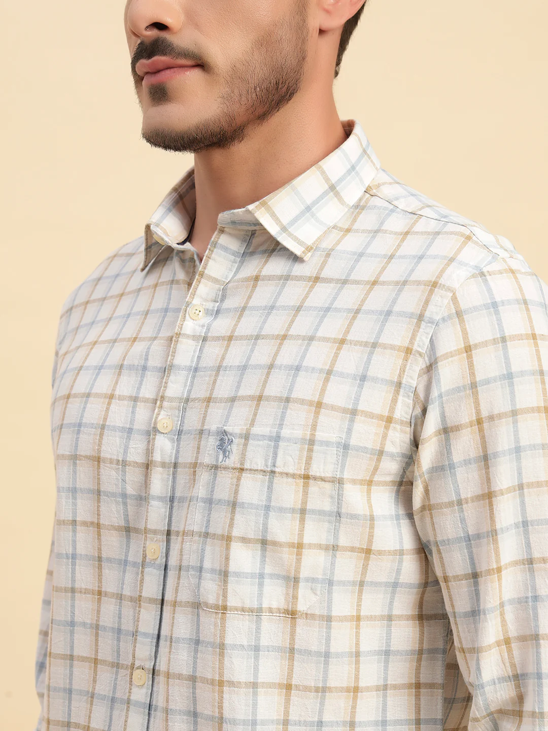 Casual Shirt for Men | Breathable & Soft with Color Fastness Regular Fit Spread Collar Neck Cotton Fabric Checkered Pattern - Image 8