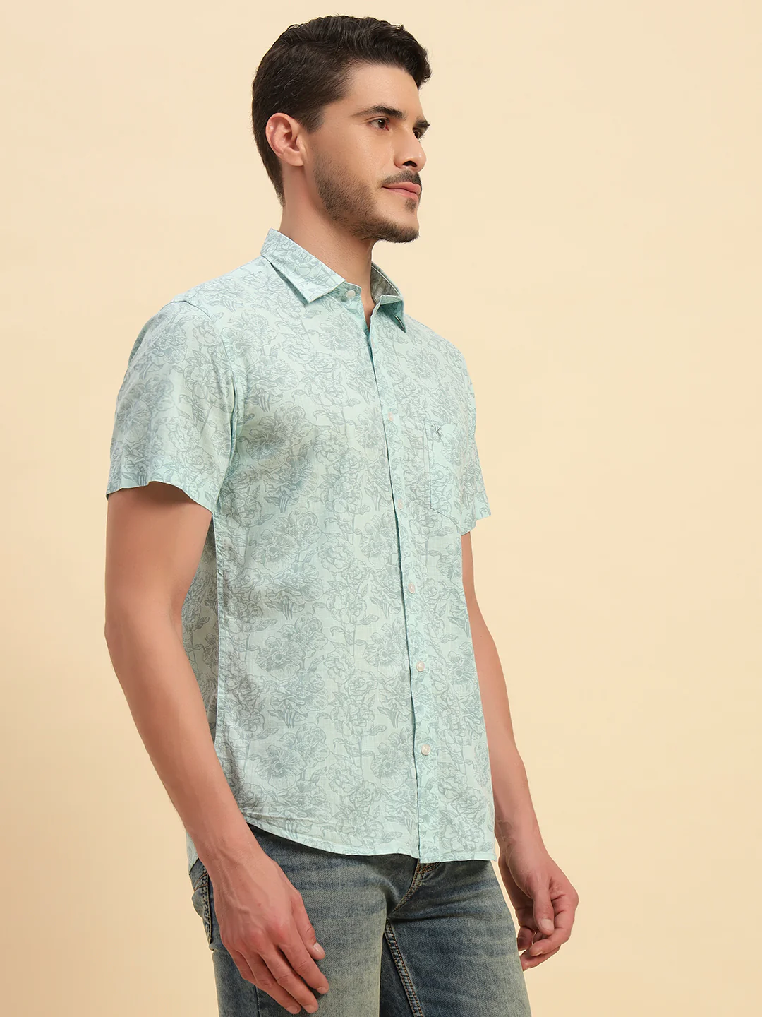 Casual Shirt for Men | Breathable & Soft with Color Fastness Regular Fit Spread Collar Neck Cotton Fabric Printed Pattern - Image 5
