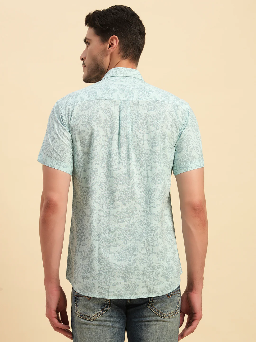 Casual Shirt for Men | Breathable & Soft with Color Fastness Regular Fit Spread Collar Neck Cotton Fabric Printed Pattern - Image 7