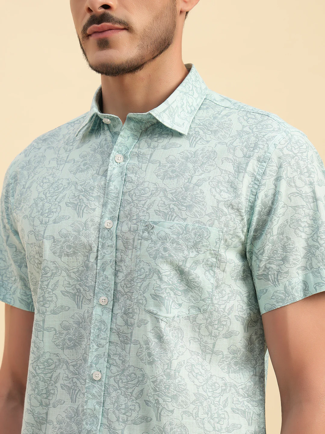Casual Shirt for Men | Breathable & Soft with Color Fastness Regular Fit Spread Collar Neck Cotton Fabric Printed Pattern - Image 8