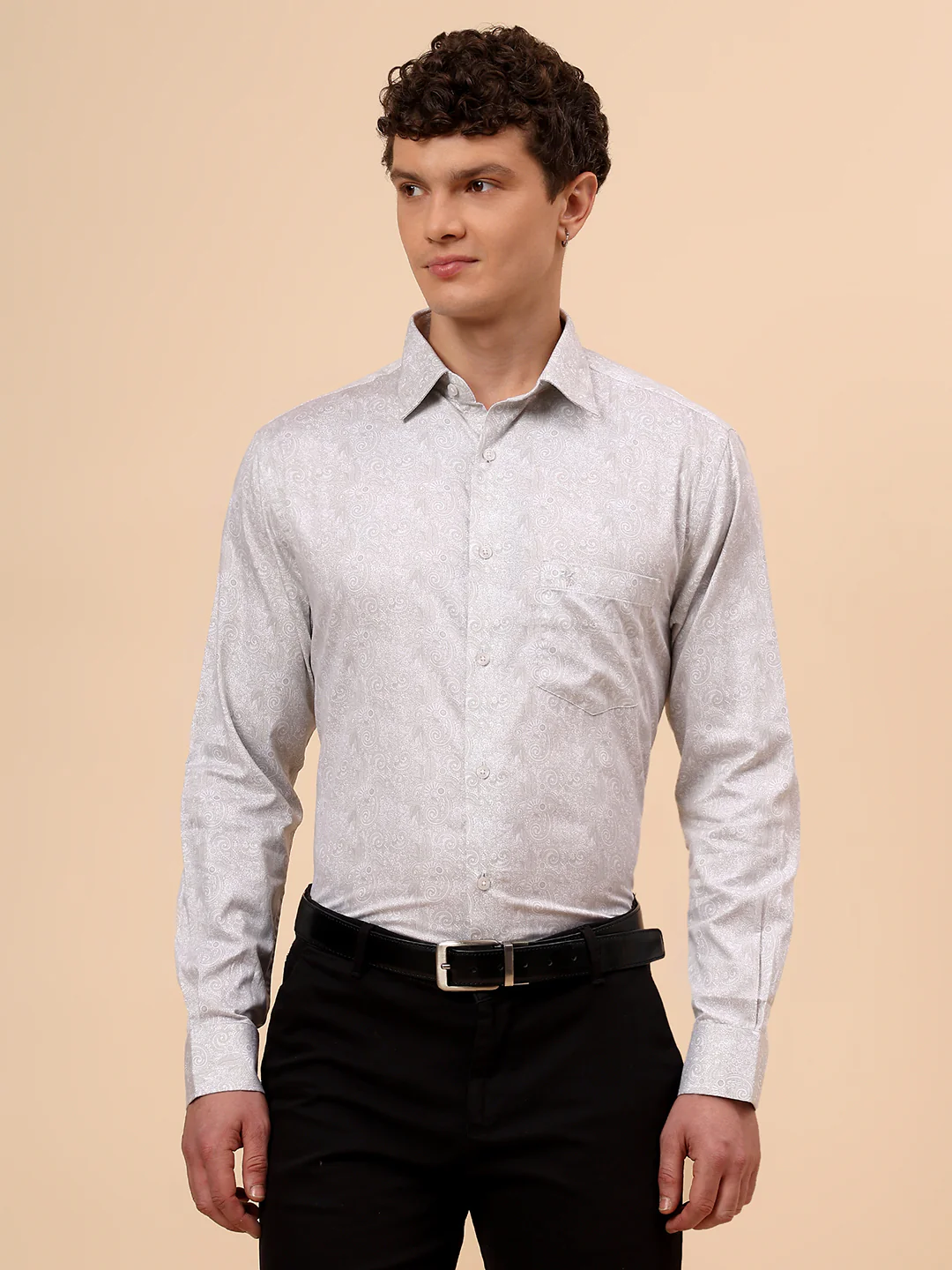 Formal Shirt for Men l Breathable & Soft with Color Fastness Regular Fit Spread Collar Neck Cotton Fabric Printed Pattern - Image 3