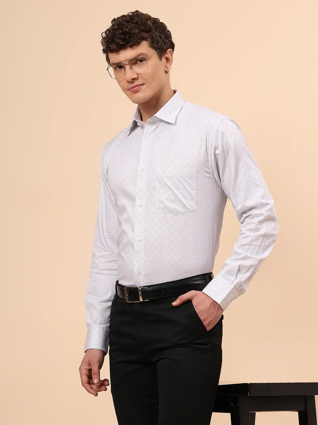 Formal Shirt for Men l Breathable & Soft with Color Fastness Regular Fit Spread Collar Neck Cotton Fabric Printed Pattern - Image 2