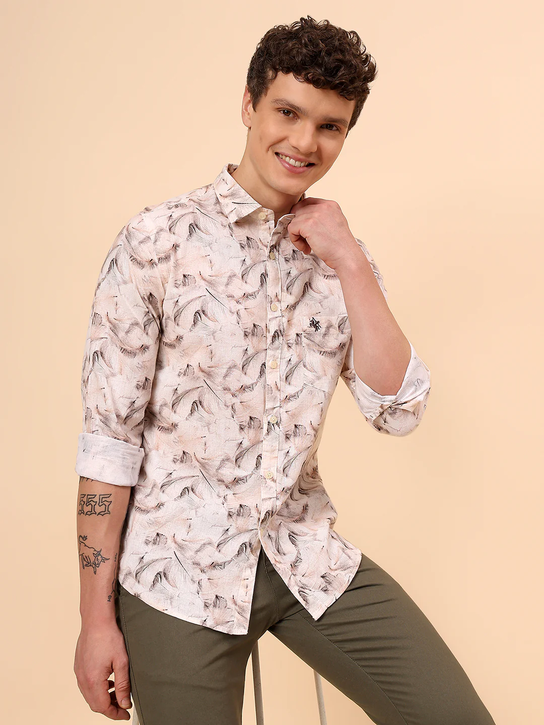 Casual Shirt for Men | Breathable & Soft with Color Fastness Regular Fit Spread Collar Neck Cotton Fabric Printed Pattern - Image 2