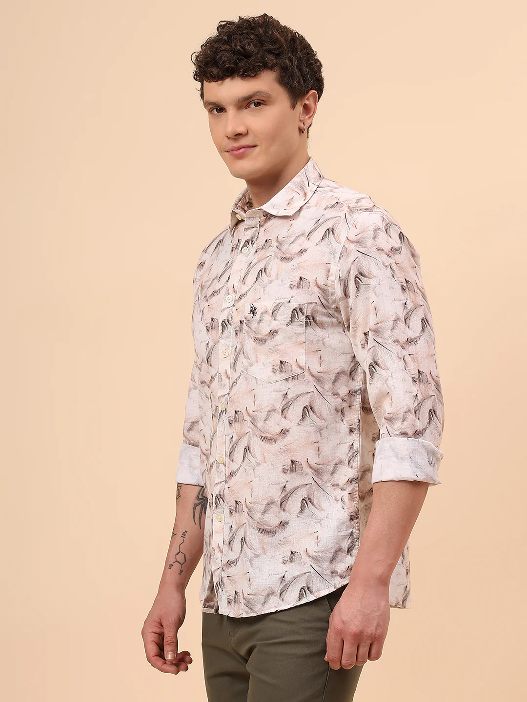 Casual Shirt for Men | Breathable & Soft with Color Fastness Regular Fit Spread Collar Neck Cotton Fabric Printed Pattern - Image 4