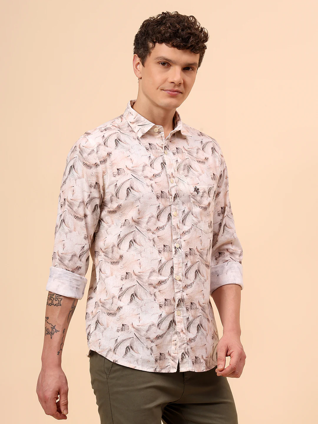 Casual Shirt for Men | Breathable & Soft with Color Fastness Regular Fit Spread Collar Neck Cotton Fabric Printed Pattern - Image 5