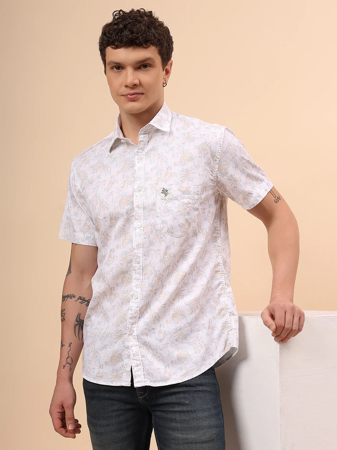 Casual Shirt for Men | Breathable & Soft with Color Fastness Regular Fit Spread Collar Neck Cotton Fabric Printed Pattern - Image 2