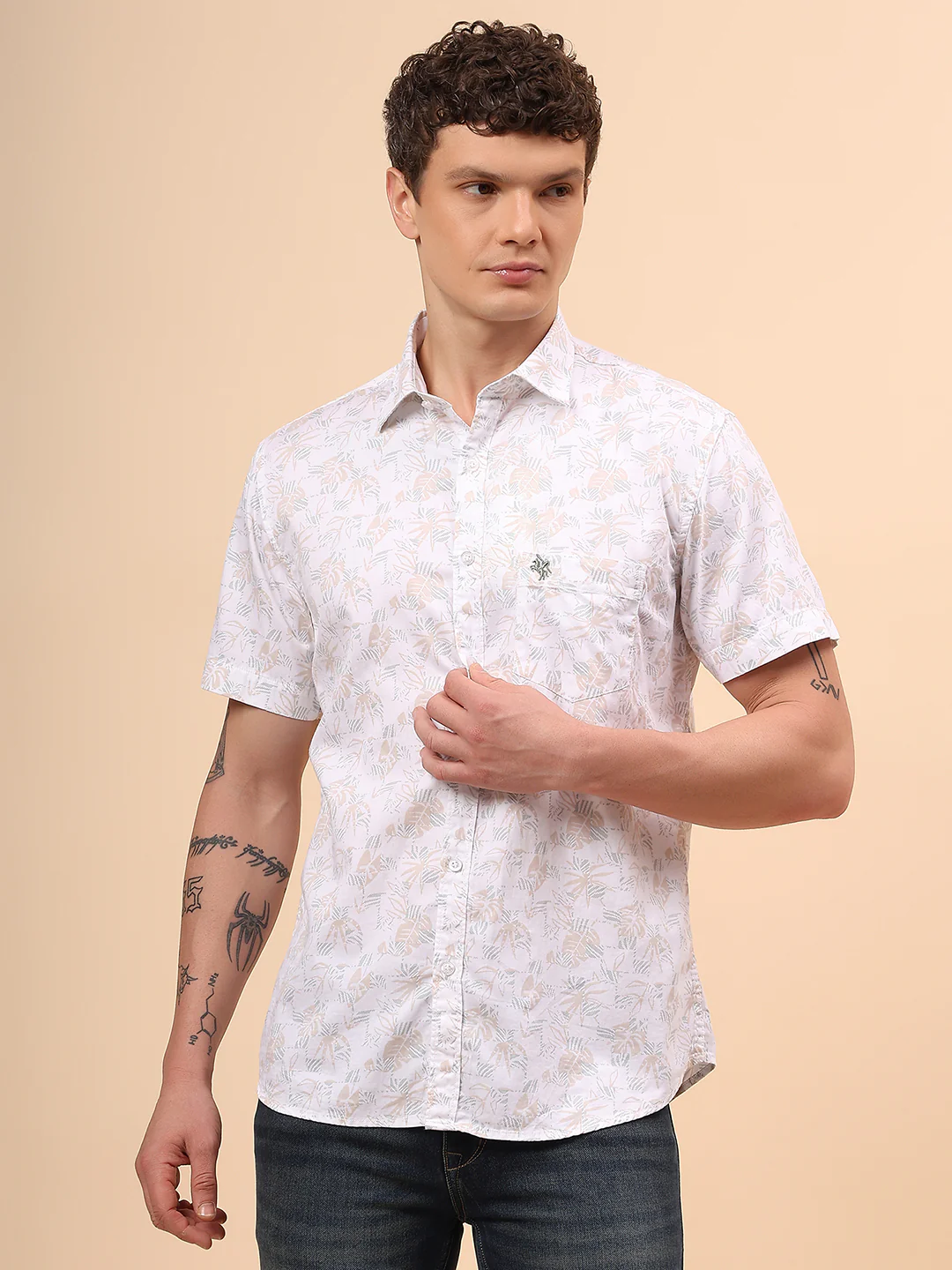 Casual Shirt for Men | Breathable & Soft with Color Fastness Regular Fit Spread Collar Neck Cotton Fabric Printed Pattern - Image 3