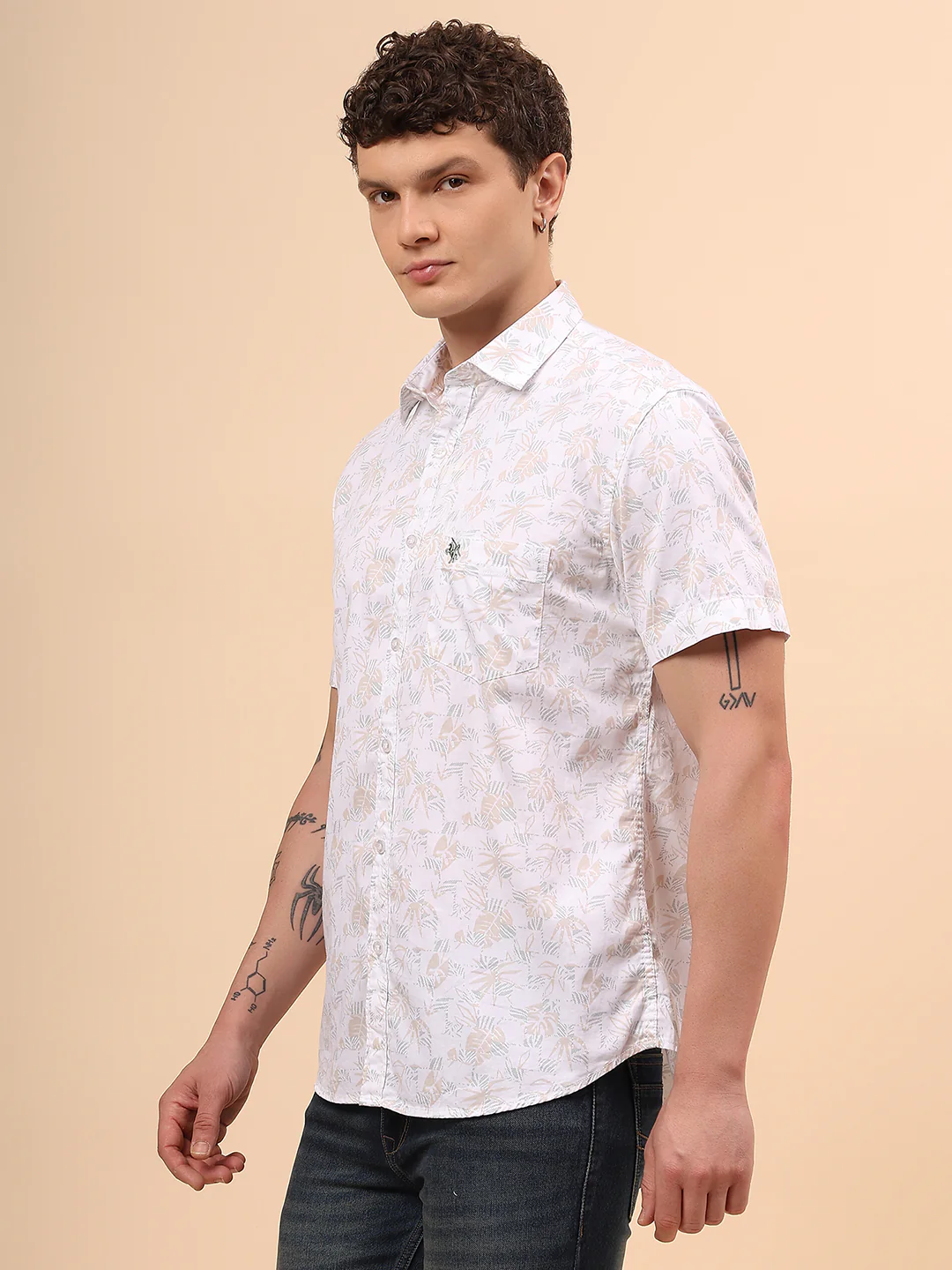 Casual Shirt for Men | Breathable & Soft with Color Fastness Regular Fit Spread Collar Neck Cotton Fabric Printed Pattern - Image 4