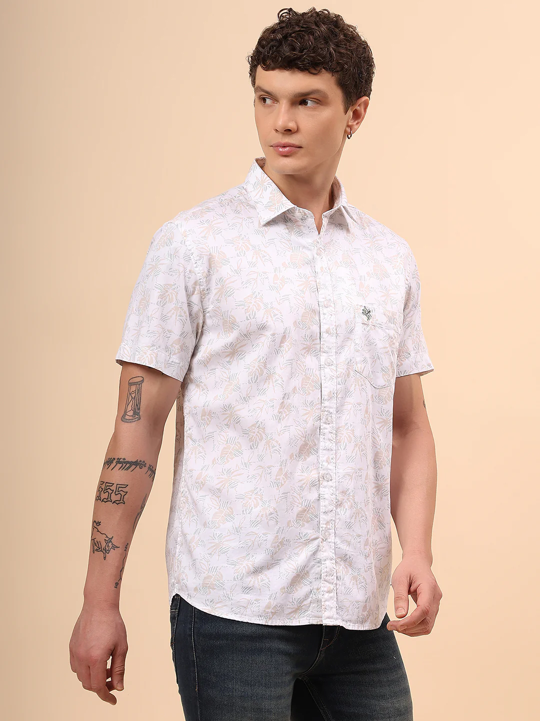 Casual Shirt for Men | Breathable & Soft with Color Fastness Regular Fit Spread Collar Neck Cotton Fabric Printed Pattern - Image 5