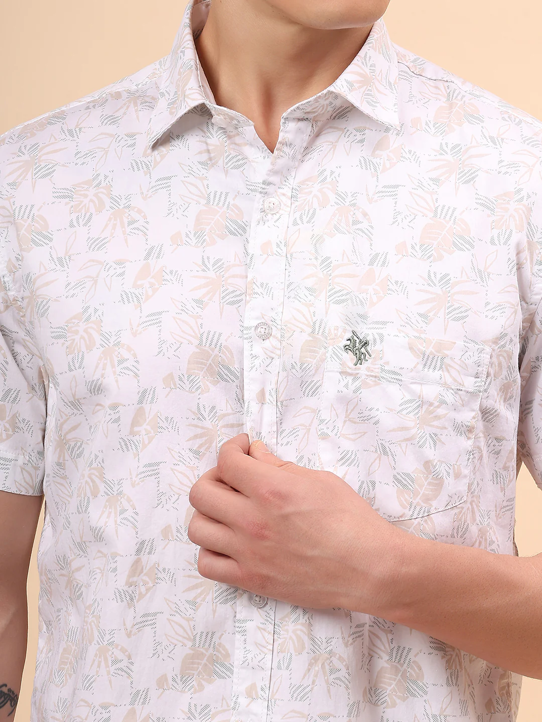 Casual Shirt for Men | Breathable & Soft with Color Fastness Regular Fit Spread Collar Neck Cotton Fabric Printed Pattern - Image 7
