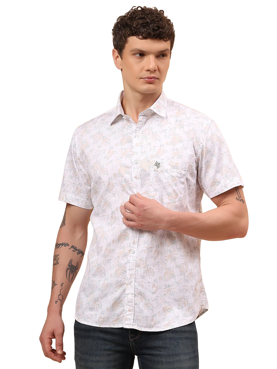 Casual Shirt for Men | Breathable & Soft with Color Fastness Regular Fit Spread Collar Neck Cotton Fabric Printed Pattern - Image 9