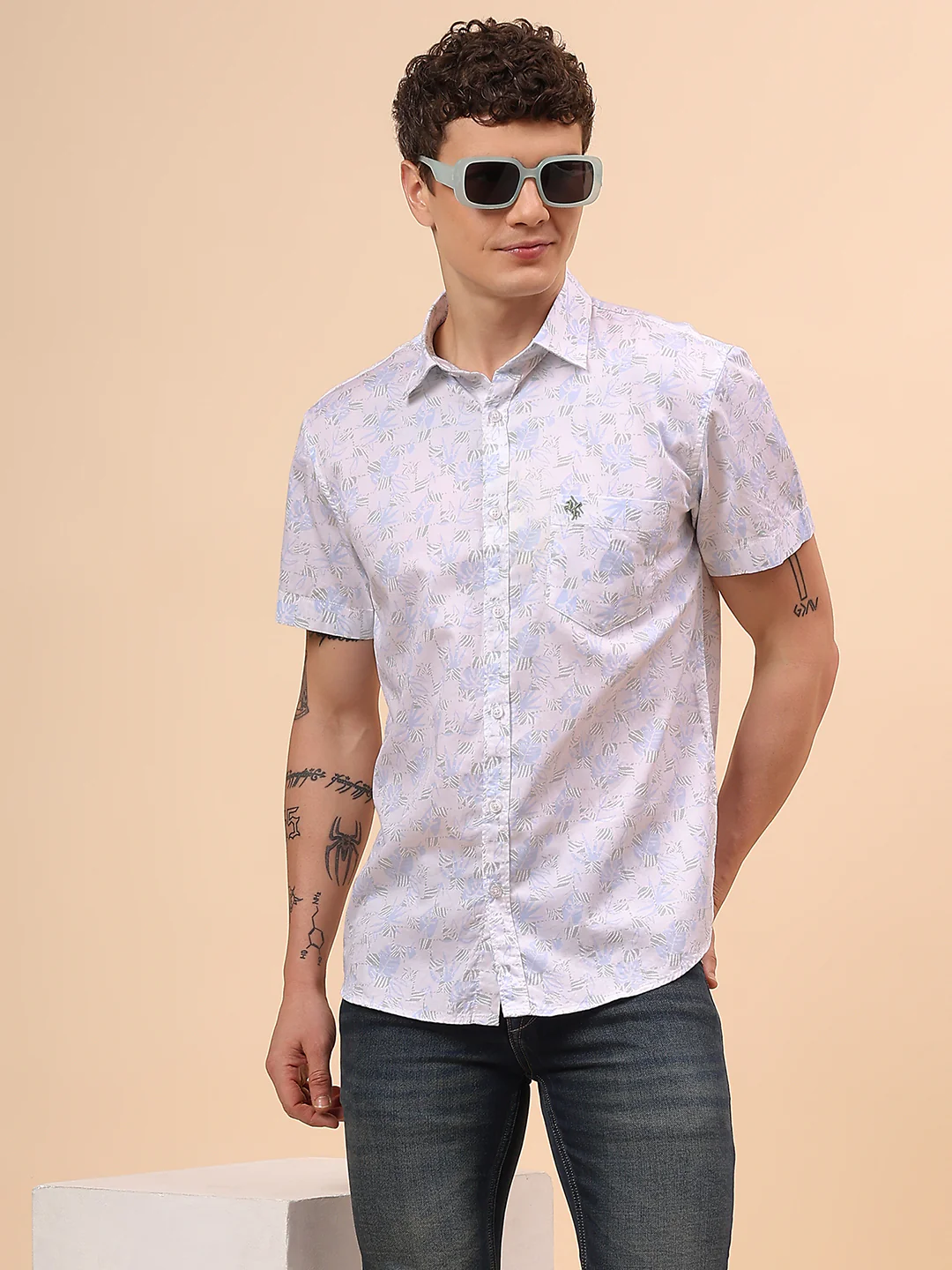Casual Shirt for Men | Breathable & Soft with Color Fastness Regular Fit Spread Collar Neck Cotton Fabric Printed Pattern - Image 2